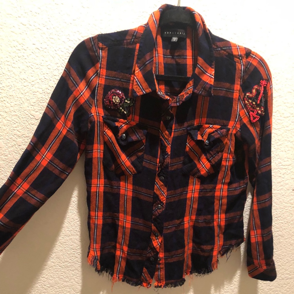 Sanctuary Plaid Long Sleeve detailed with diamonds